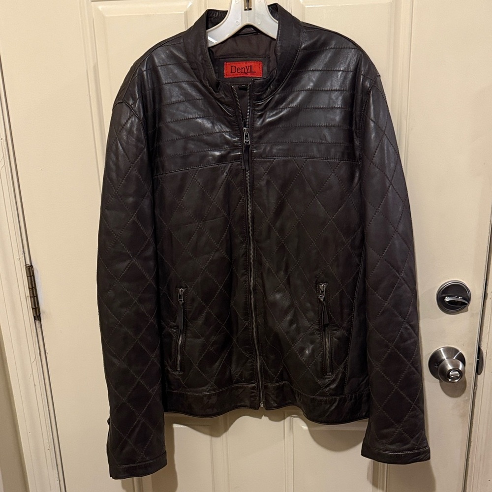 Diesel Men's Quilted Brown Leather Jacket